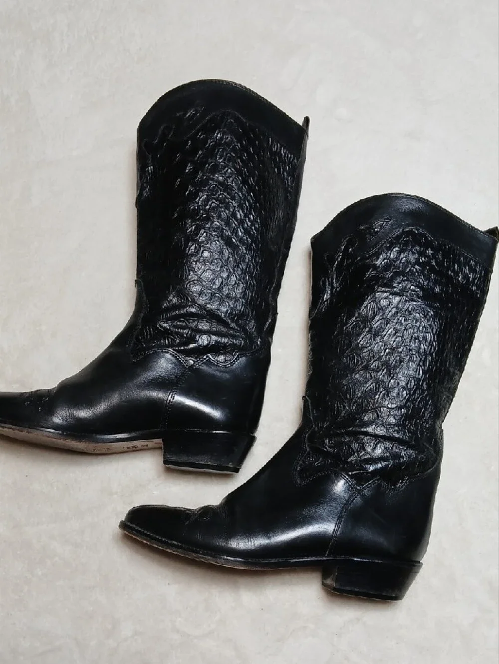 Joan & David Black Western Leather Boots Size 6.5
